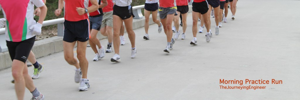 Legs of a group of runners in the morning Seoul