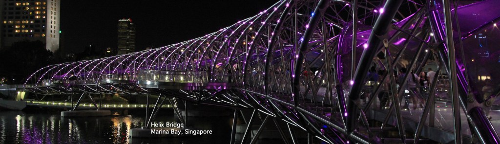 Helix Bridge in purple light Singapore