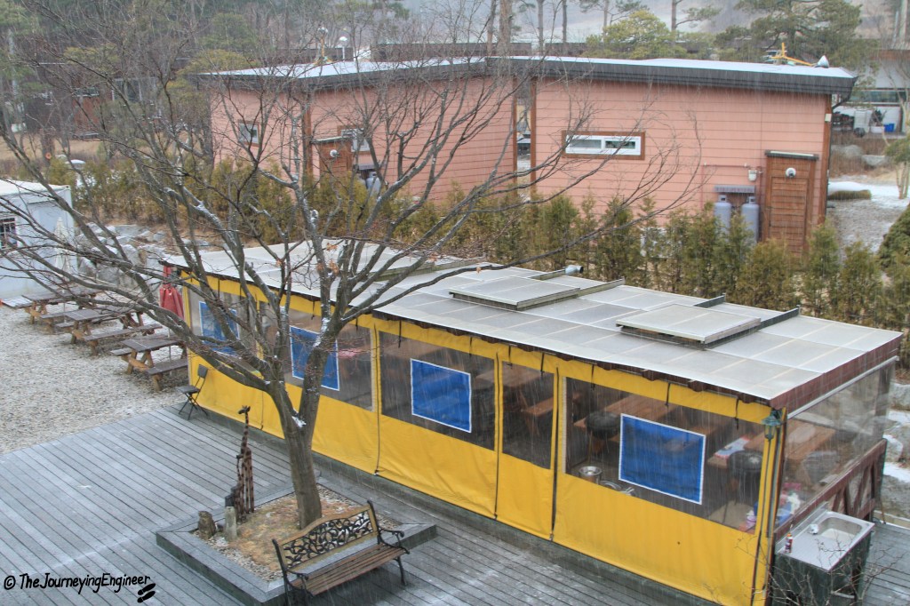 At the back is a place for barbecue and dine