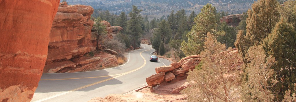 Road in the red rocks of Colorado Springs